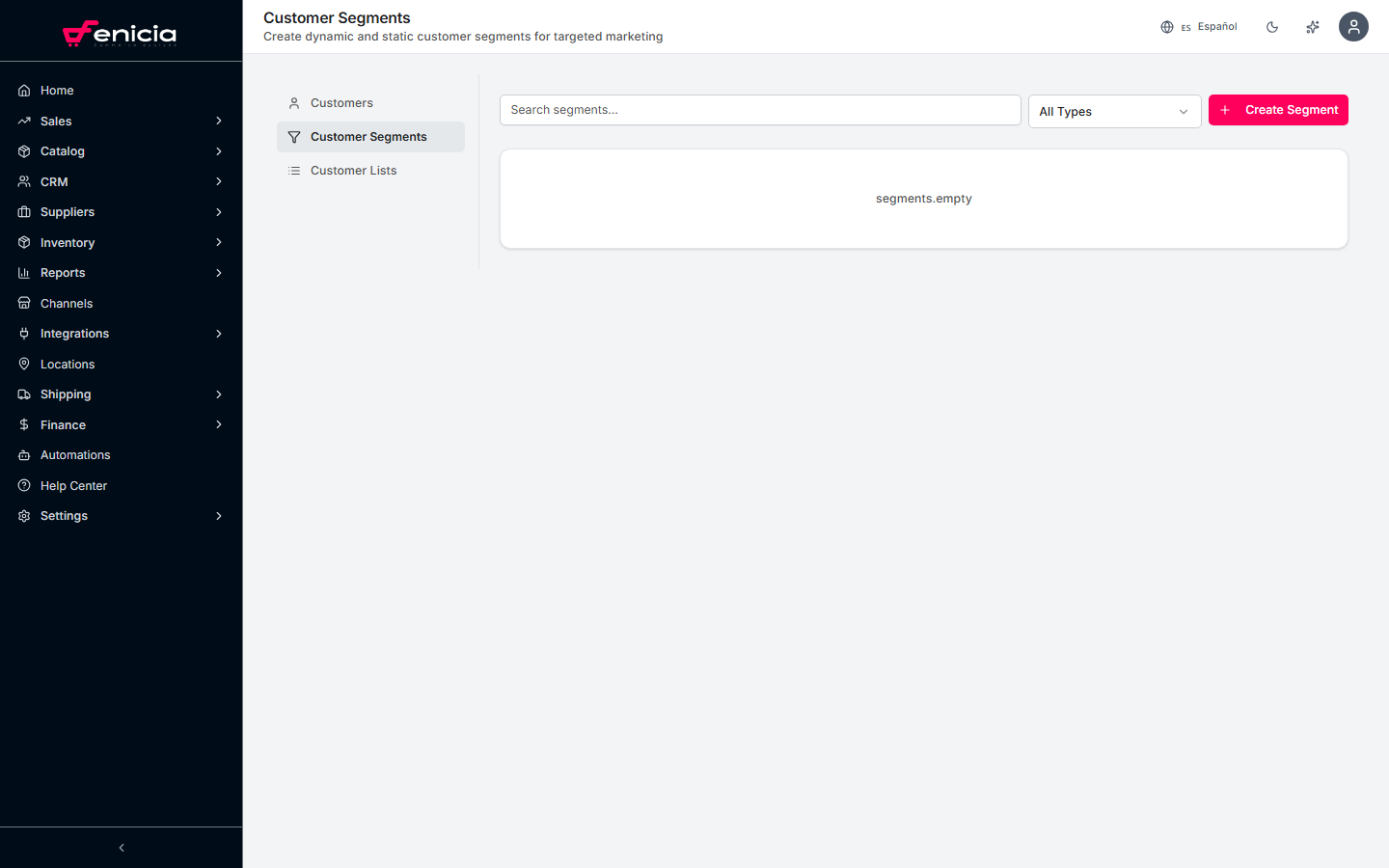 Customer segments in Fenicia