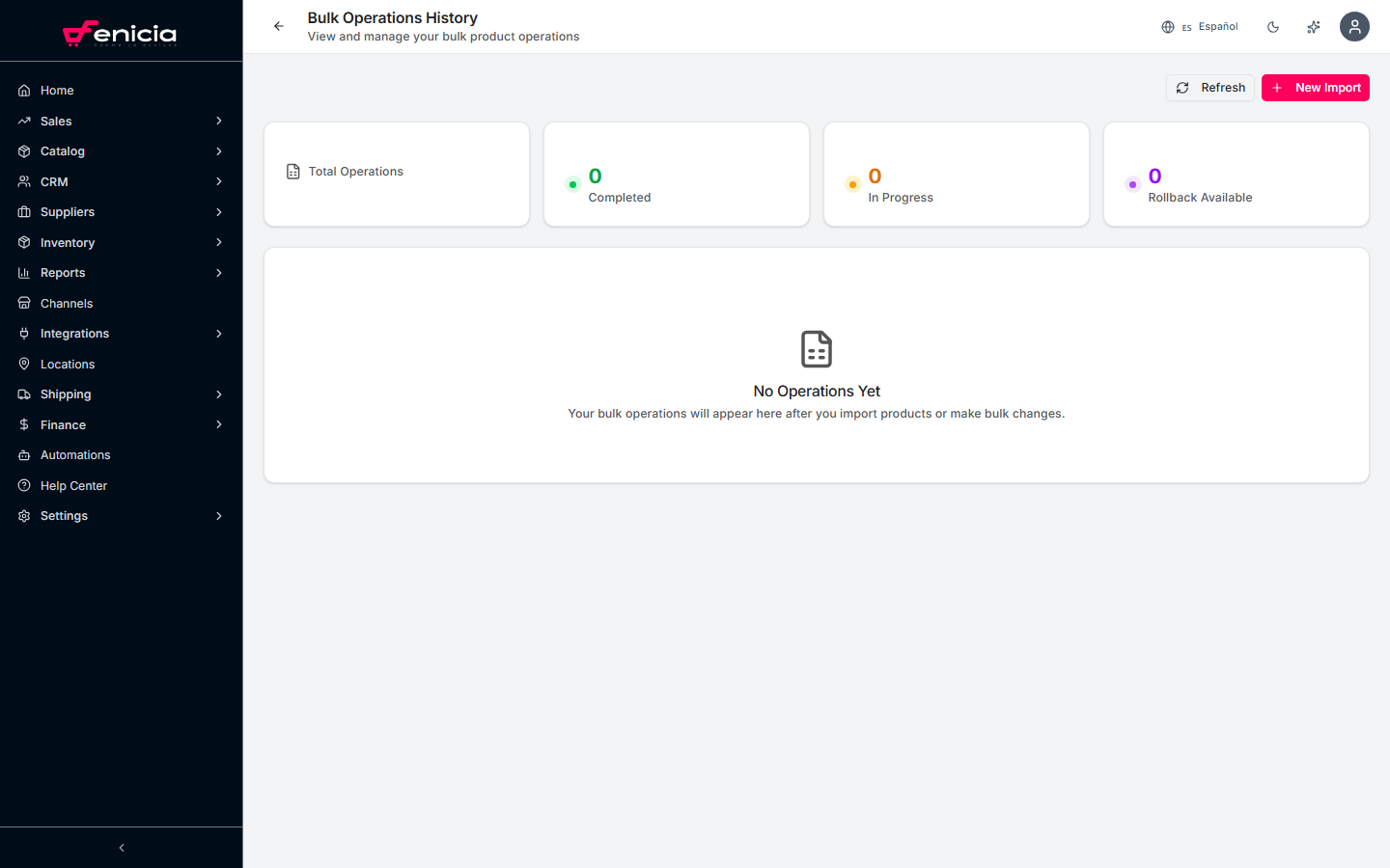 Bulk operations history