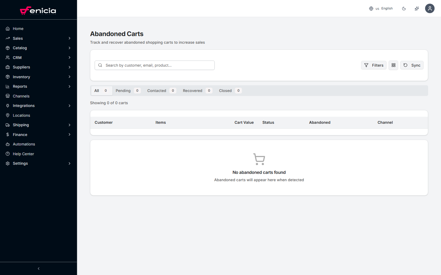 Abandoned carts list