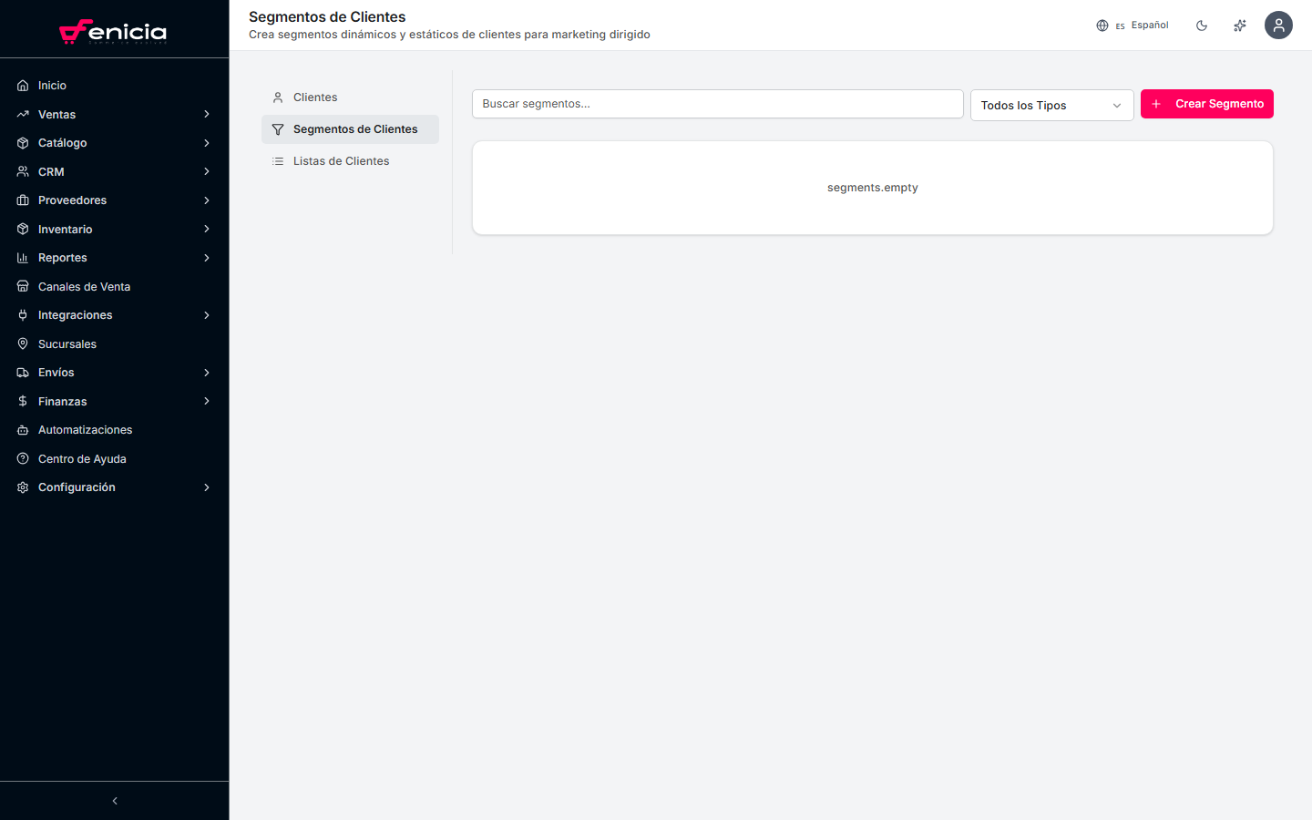 Segmentos de clientes en Fenicia