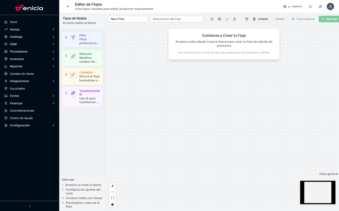 Editor visual de flujo