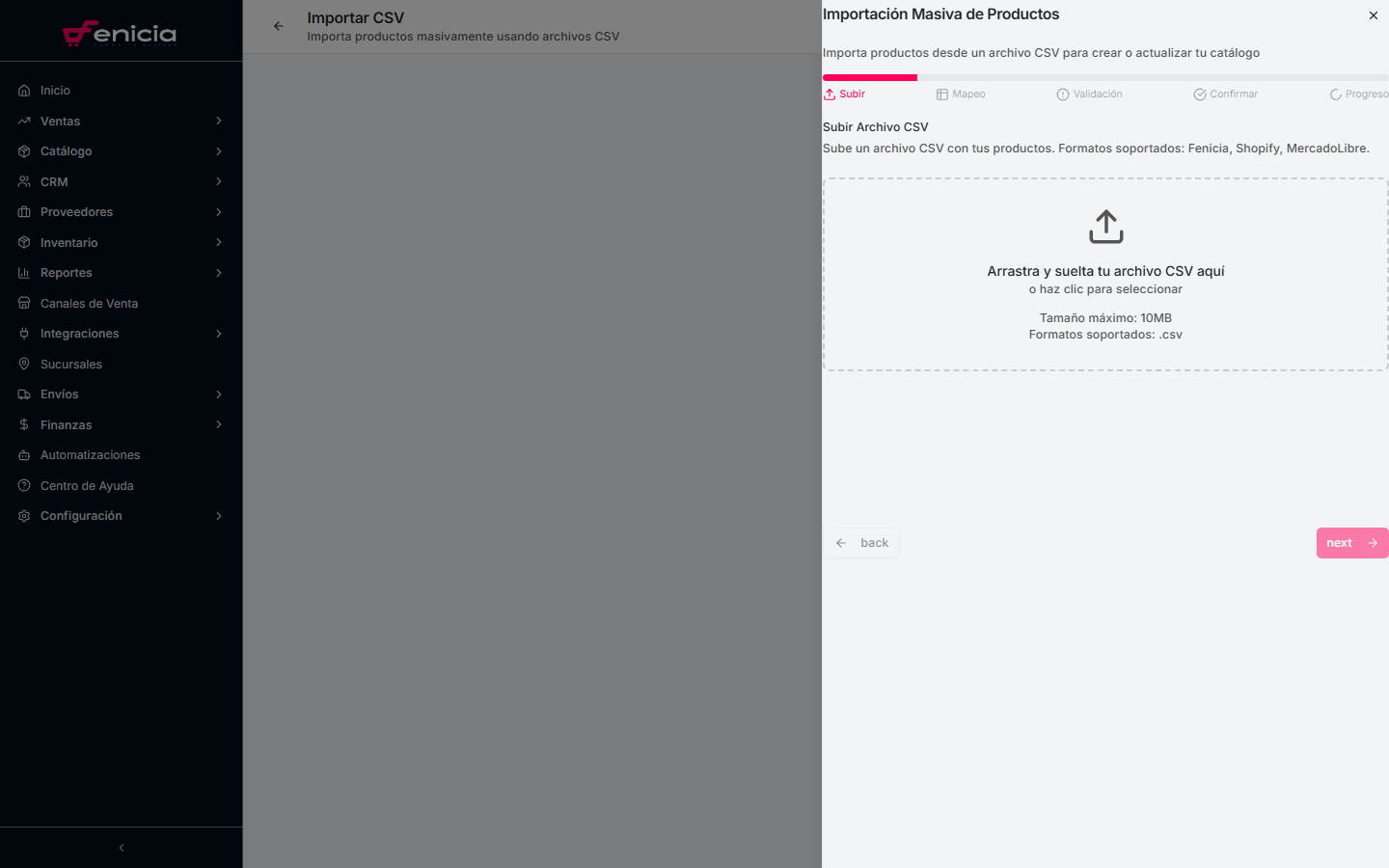 Importacion masiva por CSV