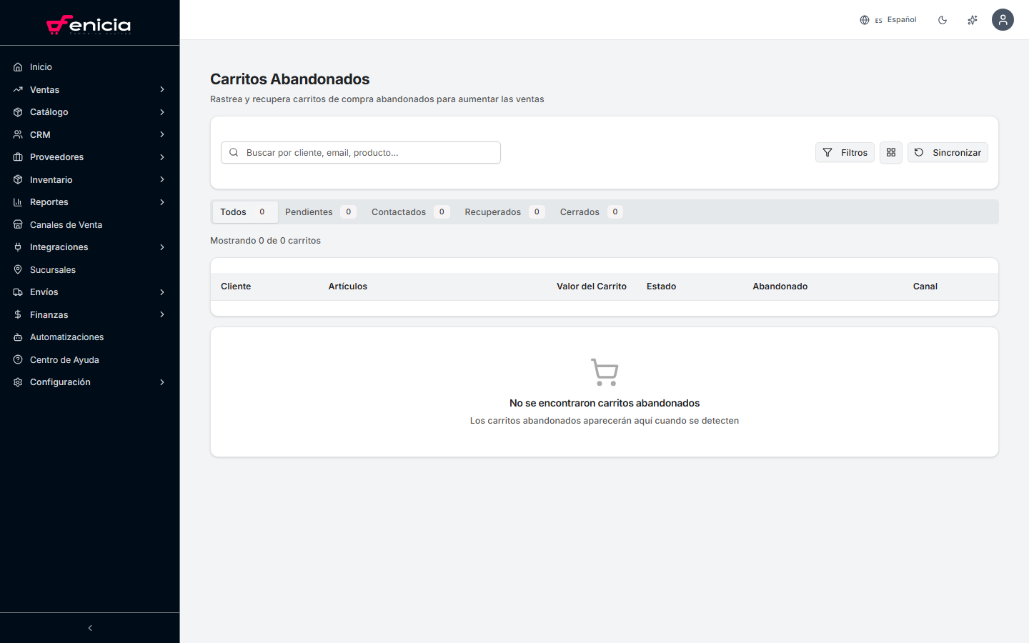 Lista de carritos abandonados