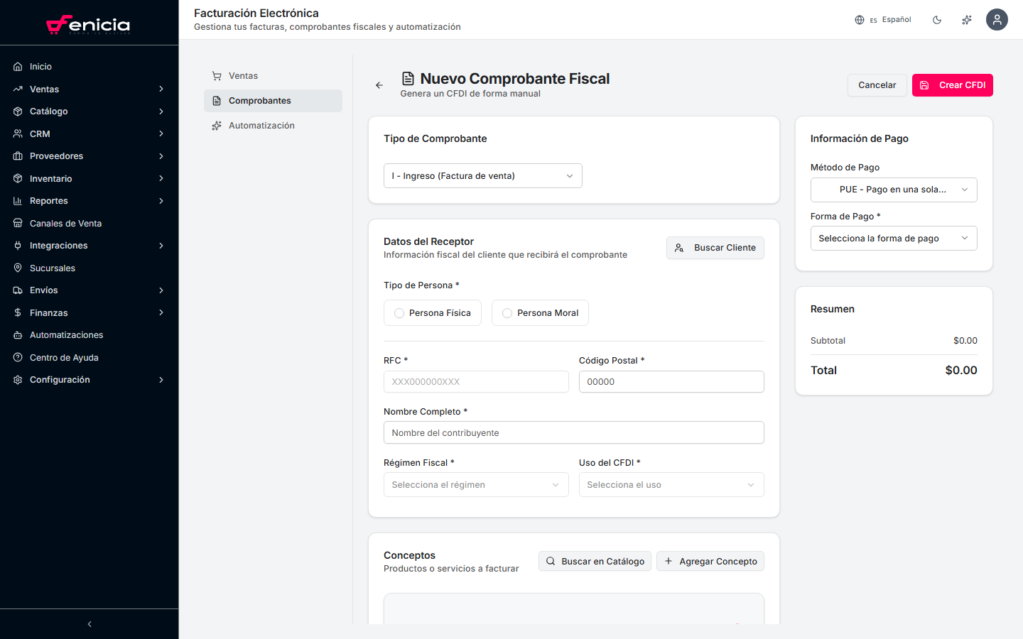 Asistente de creación de CFDI
